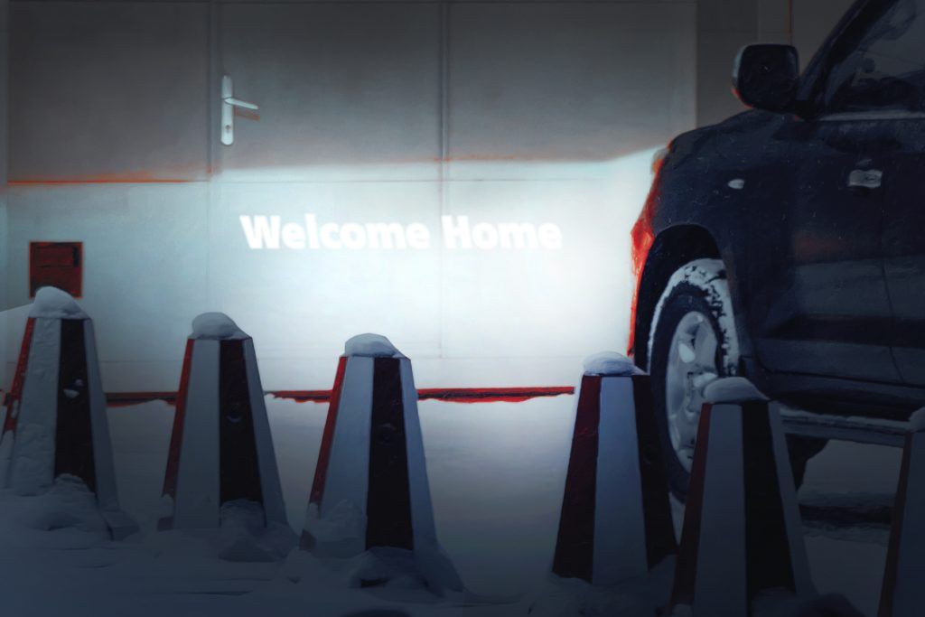 Licht-Projektion an der Garage: Welcome Home