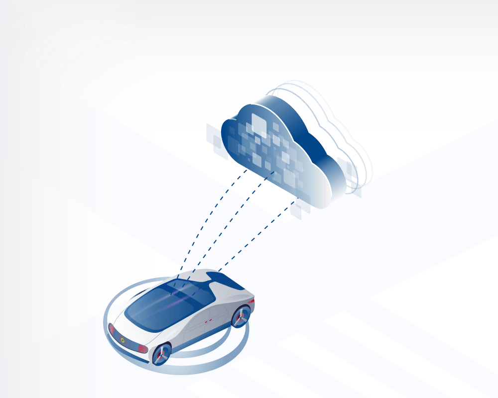 Intelligentes Auto über drei Vernetzungslinien mit der Cloud verbunden