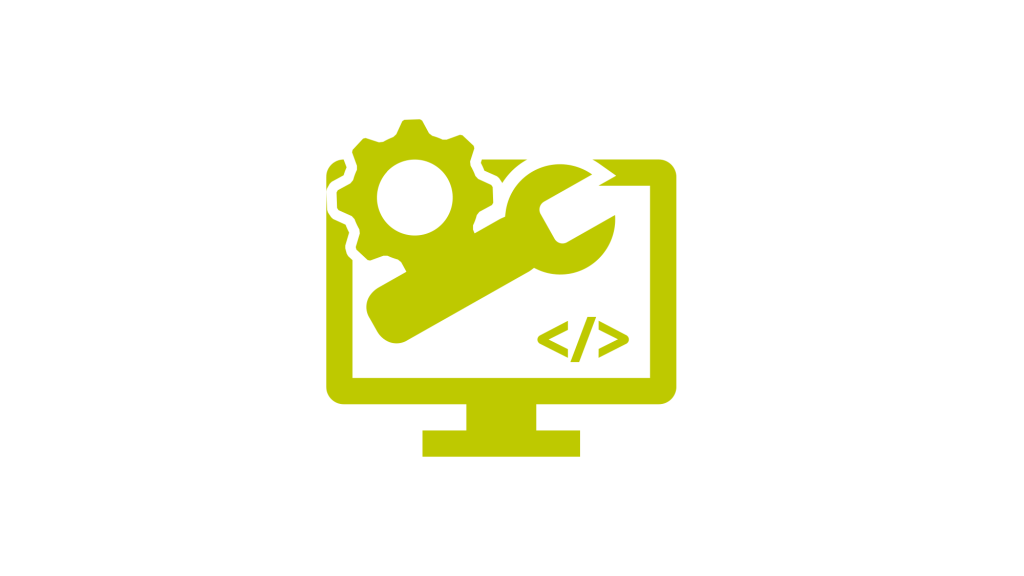 Grünes Icon Laptop mit Werkzeug