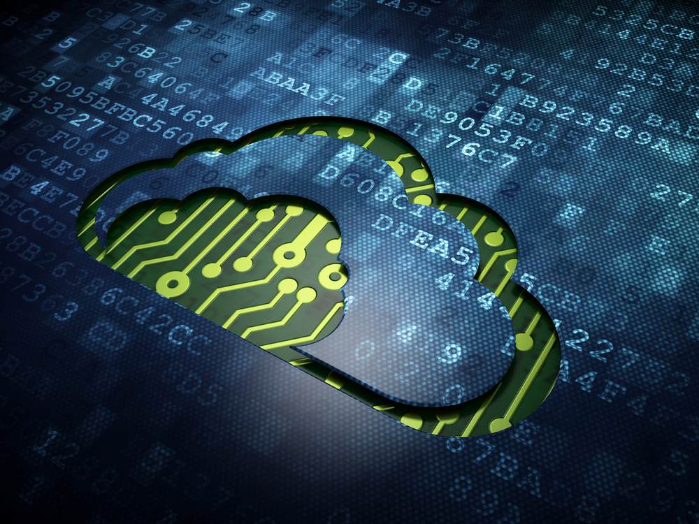 Illustration von Cloud-Computing-Technologie mit Datenspeicherelementen – ITK bringt im Bereich Data-Driven Industrial Systems umfassende Expertise in Cloud, Data Analytics, Data Engineering, KI und GenAI, Apps sowie DevOps ein.
