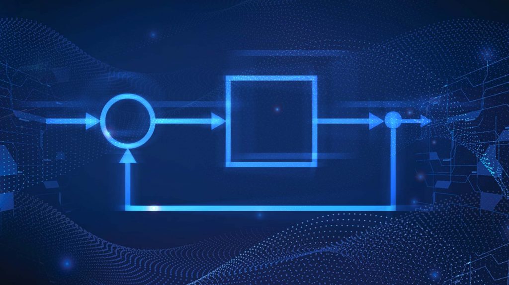 Digital visualization of a control loop as part of cybernetics training.