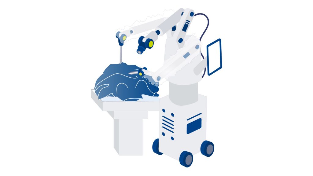 Illustrierter Chirurgieroboter während einer OP