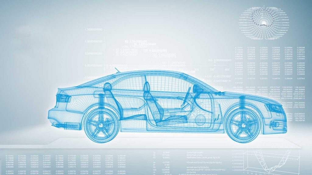 Digital model of a vehicle that displays knowledge graphs and is intended to represent a digital twin, which ensures increased efficiency and transparency through its visualizations.
