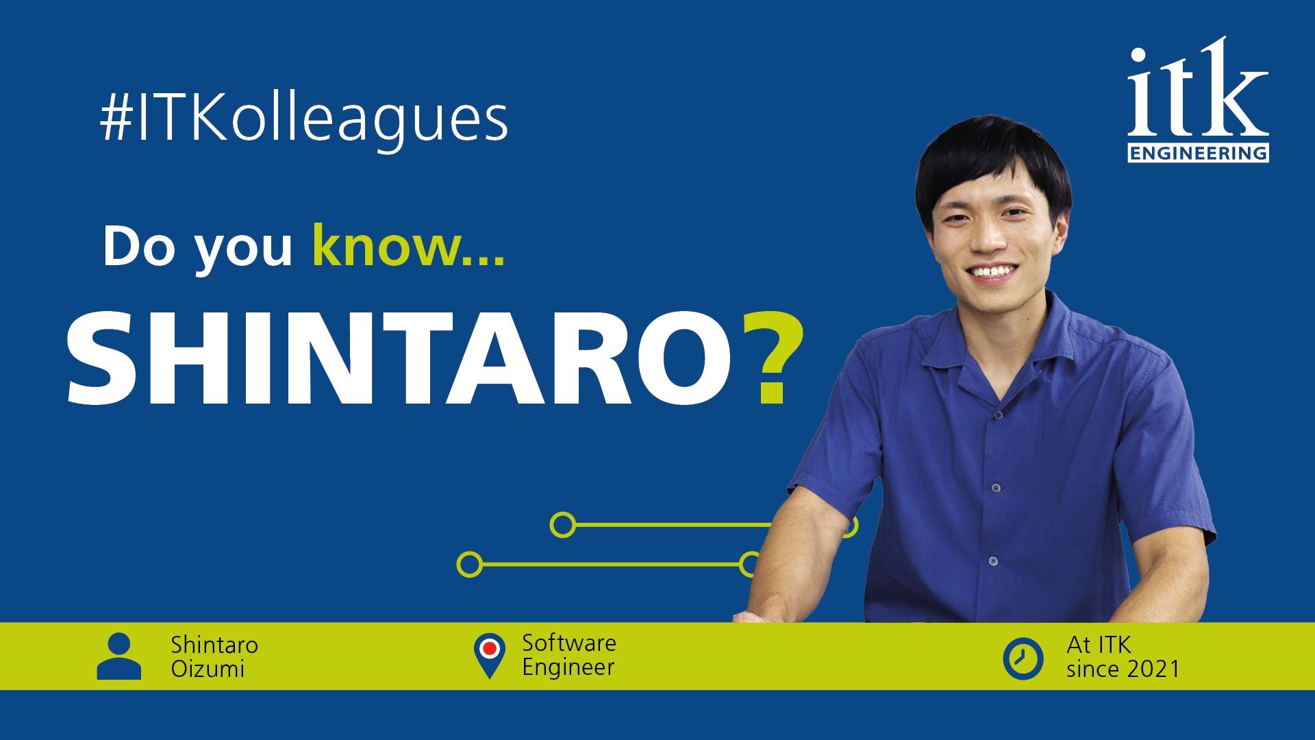 #ITKolleagues Cover: Shintaro Oizumi, Softwareingenieur, ITK Engineering Japan