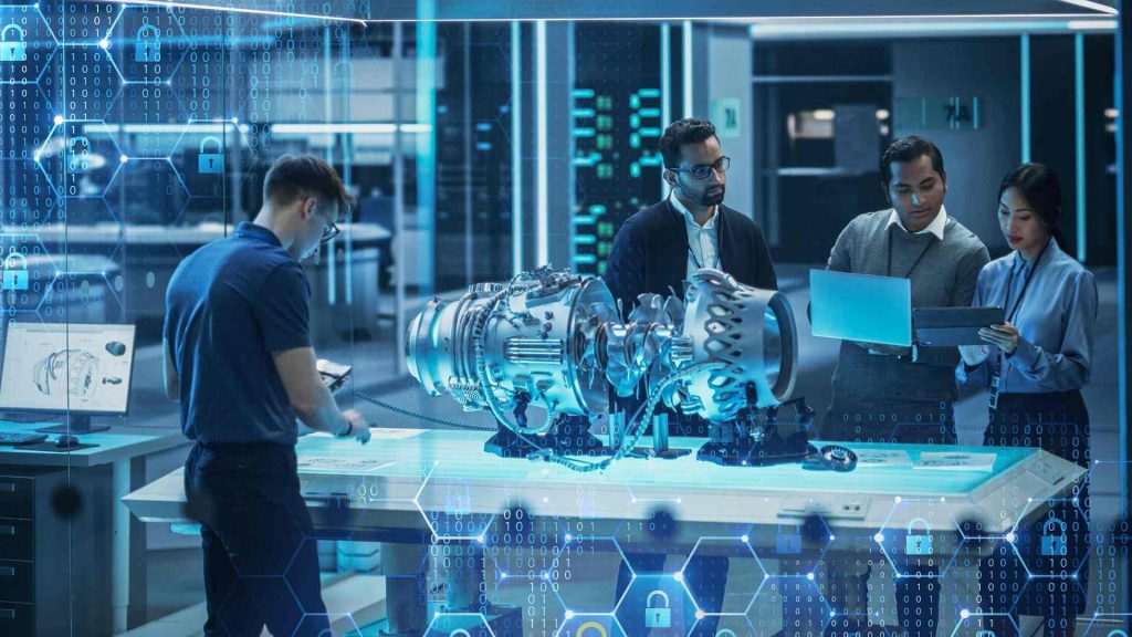 Ingenieur:innen diskutieren Cyber Security Maßnahmen während der Produktentwicklung