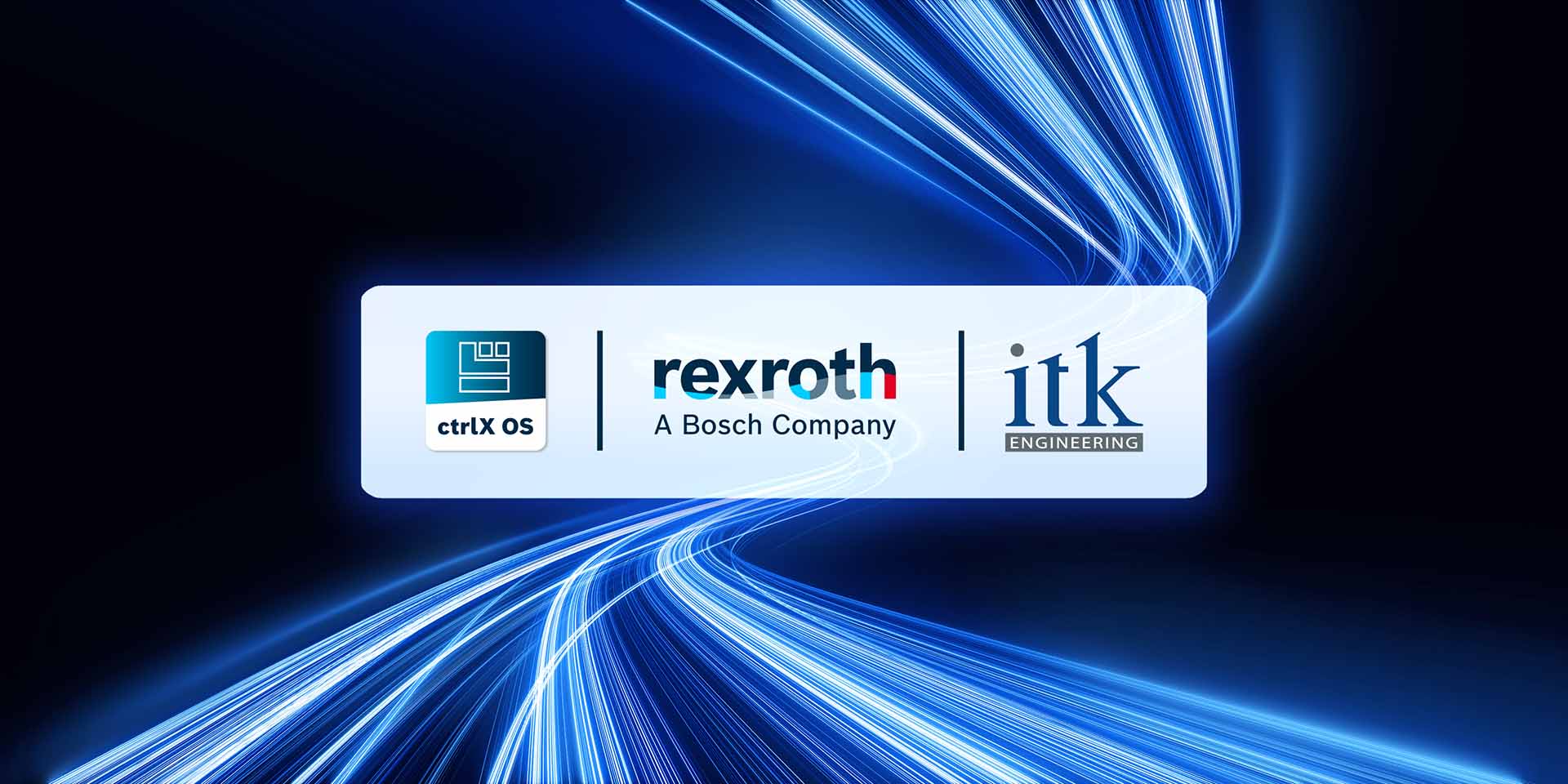 Logos von ctrlX OS, Bosch Rexroth und ITK Engineering